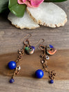Blue & Copper Asymmetrical Earrings [SALE]