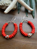 Red Wood Heishi & Krobo Earrings [SALE]