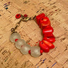 Red Coral & Clear African Glass Clasp Bracelet