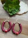Plum red Wood & Agate Earrings [SALE]