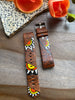 Brown Abstract Sun Design Leather Fitbit Charge 2 Band