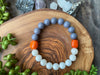 Gray, White & Orange Mountain Jade & Quartzite Beaded Bracelet