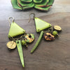 Lime Green Tagua Triangle Earrings