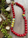 Red Jade & Fused African Glass Bead Necklace [SALE]