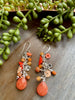 Carrot Orange Candy Jade Cluster Earrings
