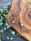 Rose Quartz & African Glass Dangle Earrings