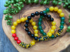 Black, Red, Yellow & Green Beaded Bracelet Trio