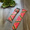 Red w/ Green & Yellow Design Leather Apple Watch Band (42/44)