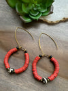 Red Heishi & Bone Dangle Earrings [SALE]