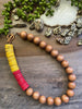 Tan, Yellow & Red Statement Necklace
