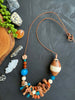 Cream, Teal & Brown Leather Necklace [SALE]