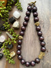 Chocolate Brown Wood & Brass Necklace [SALE]